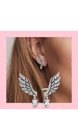 Brincos Earcuff Asas Cravejadas Prata 925 Zirconias 